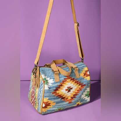Handmade Boho Chic Satchel / Boston Bag - Navajo Aztec Inspired Design
