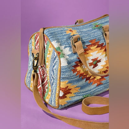 Handmade Boho Chic Satchel / Boston Bag - Navajo Aztec Inspired Design