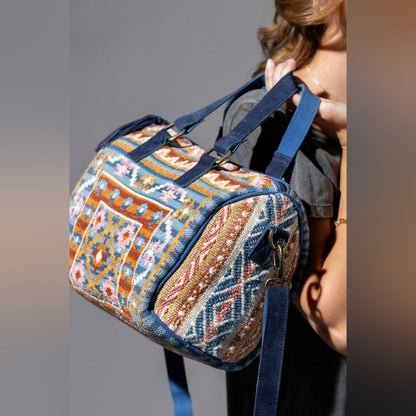 Handmade Boho Chic Satchel / Boston Bag - Navajo Aztec Inspired Design