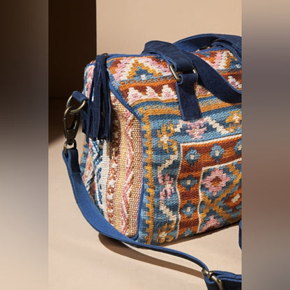 Handmade Boho Chic Satchel / Boston Bag - Navajo Aztec Inspired Design