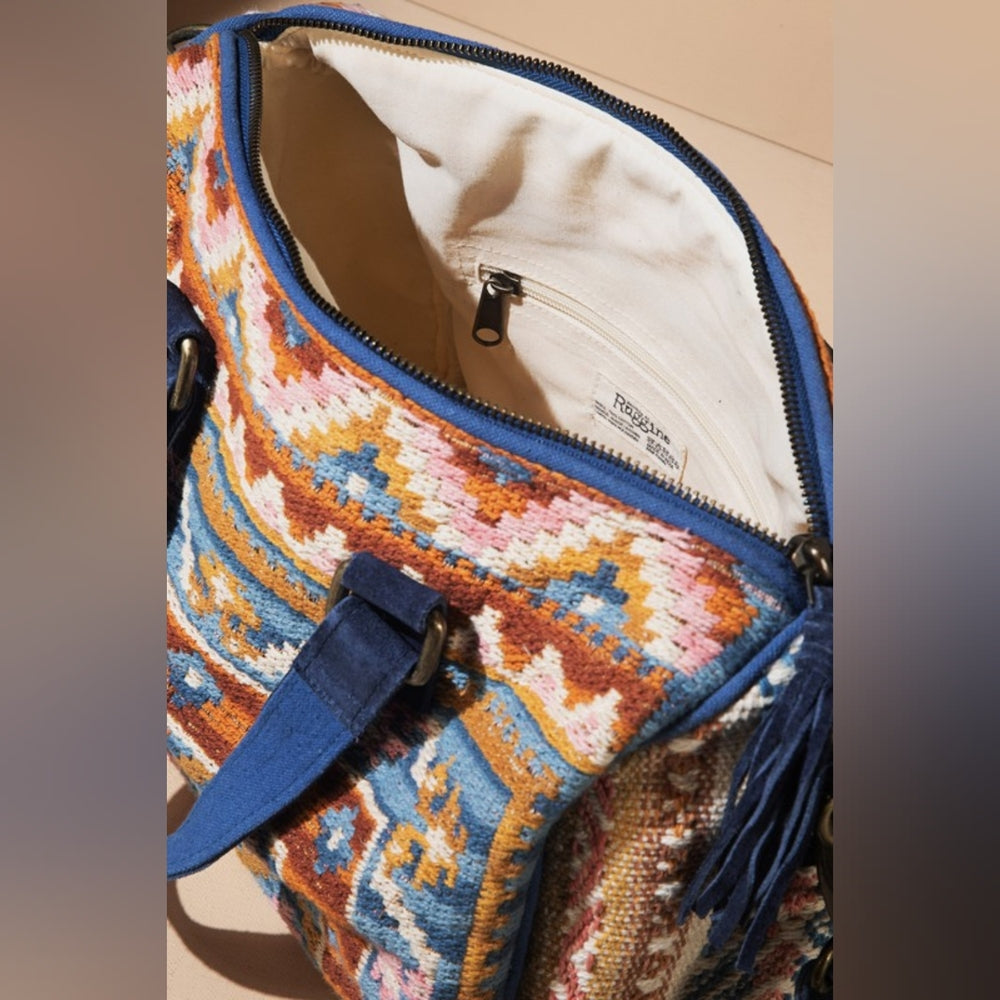 Handmade Boho Chic Satchel / Boston Bag - Navajo Aztec Inspired Design