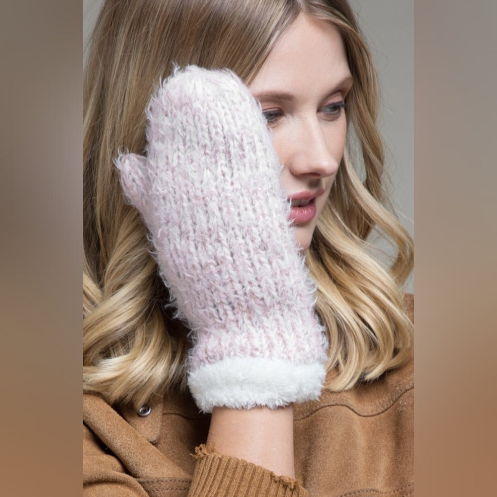 5 Pairs of Women's Knit Mittens w Warm & Comfy Faux Fur Lining for $24