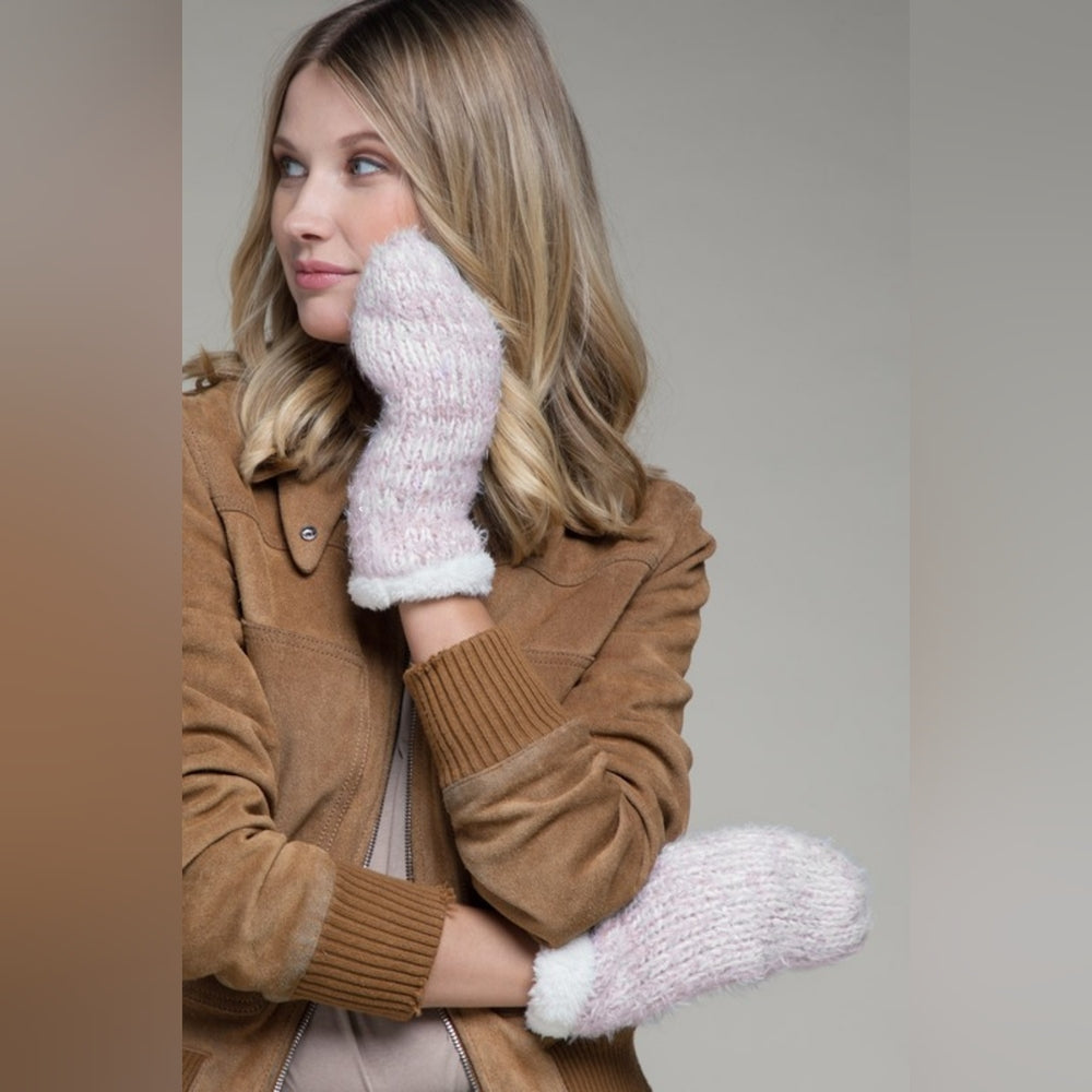 5 Pairs of Women's Knit Mittens w Warm & Comfy Faux Fur Lining for $24
