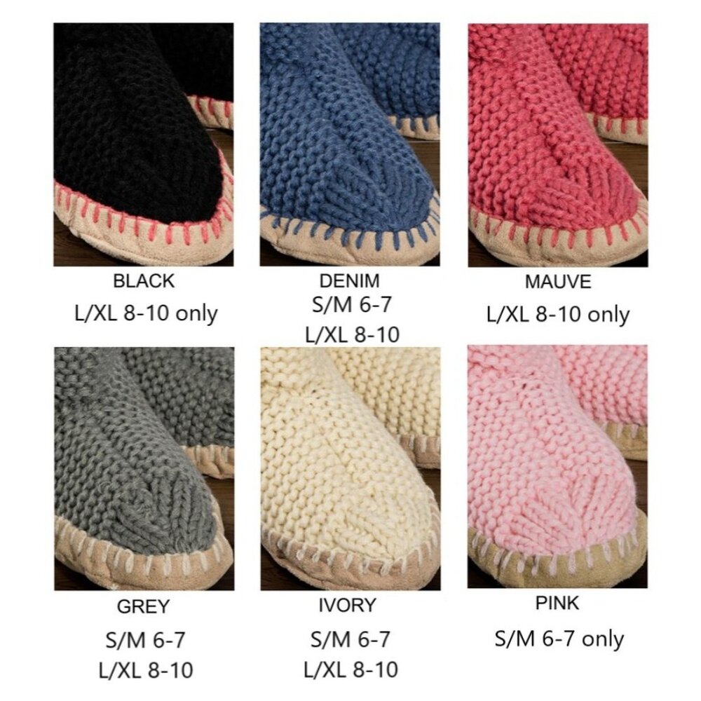 Comfy Hand Knitted Indoor Slipper Booties w Pom-Poms 6-7 & 8-10🎁 Excellent Gift