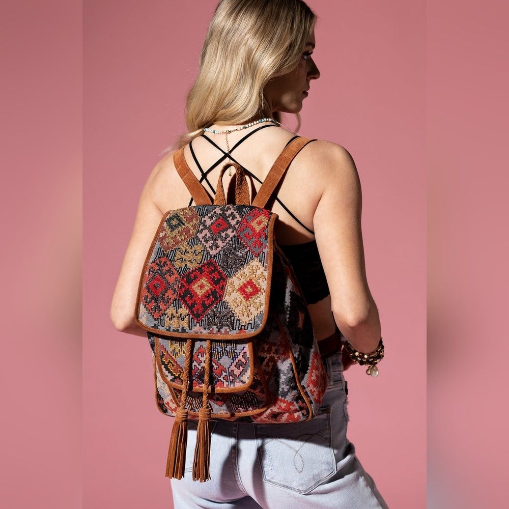 Embroidered Backpack - Unique Artisan Embellished Ethnic Look -Fully Fine Cotton