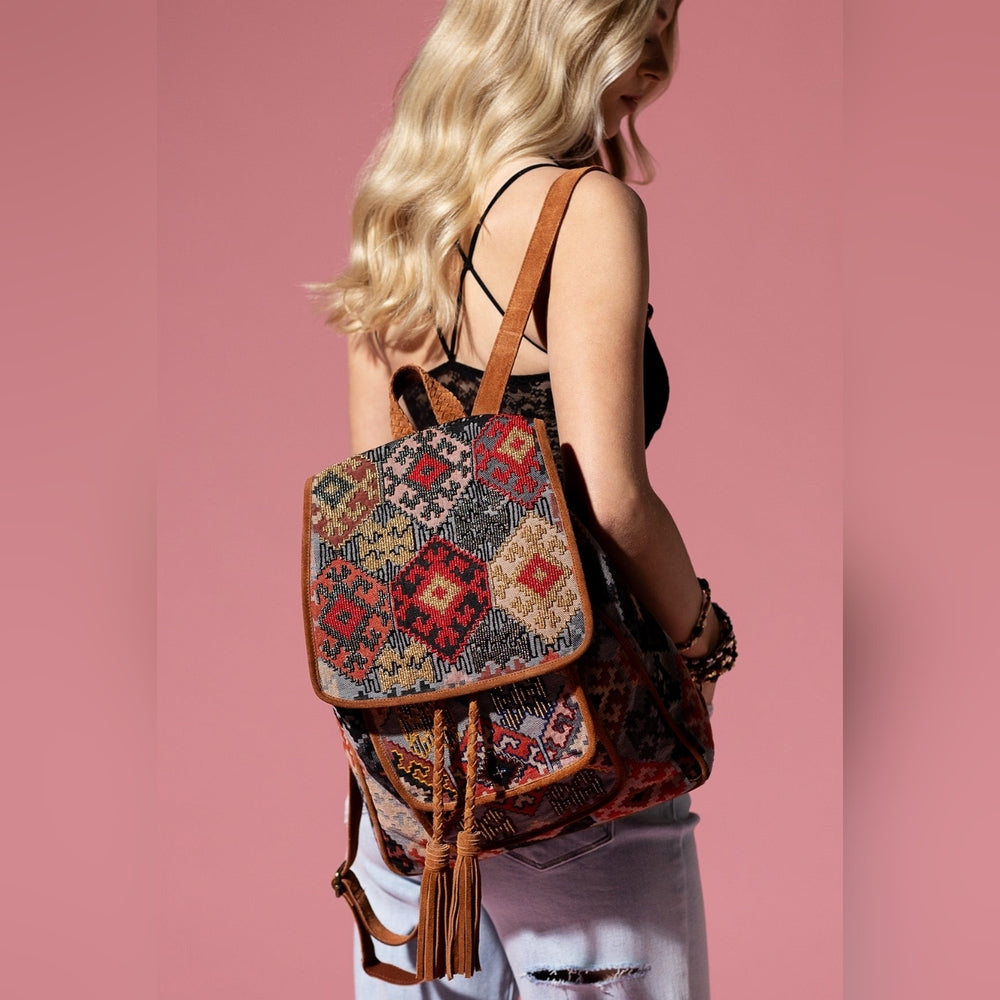 Embroidered Backpack - Unique Artisan Embellished Ethnic Look -Fully Fine Cotton