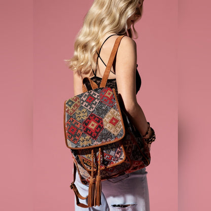 Embroidered Backpack - Unique Artisan Embellished Ethnic Look -Fully Fine Cotton
