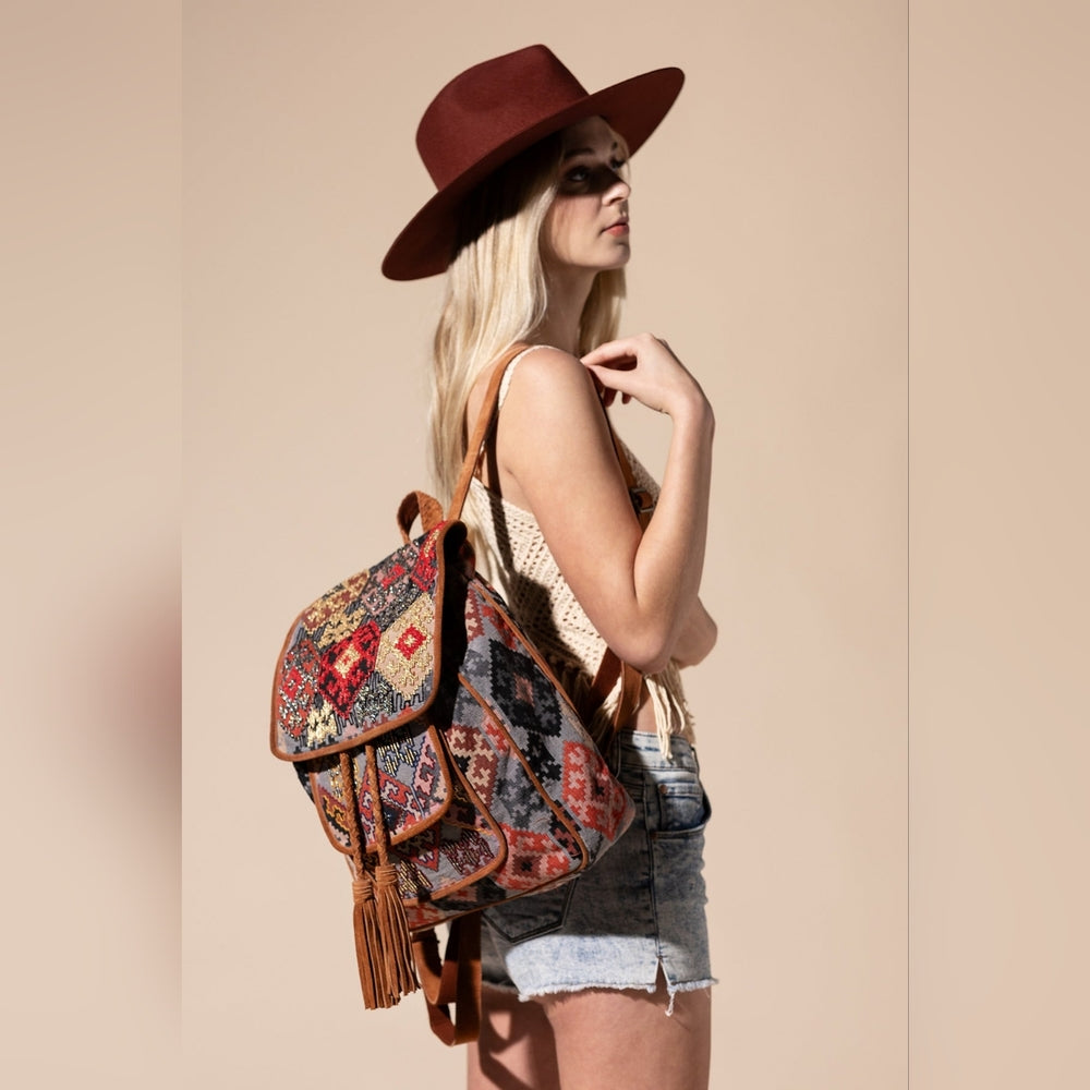 Embroidered Backpack - Unique Artisan Embellished Ethnic Look -Fully Fine Cotton