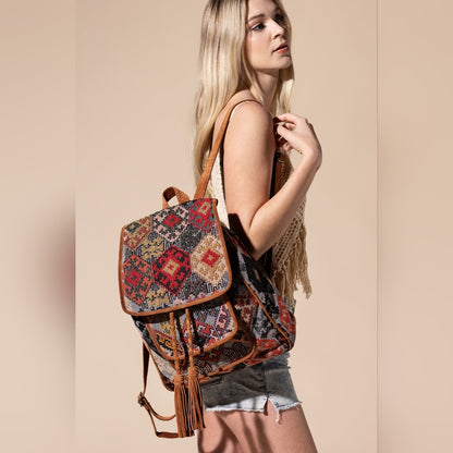 Embroidered Backpack - Unique Artisan Embellished Ethnic Look -Fully Fine Cotton