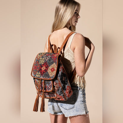 Embroidered Backpack - Unique Artisan Embellished Ethnic Look -Fully Fine Cotton