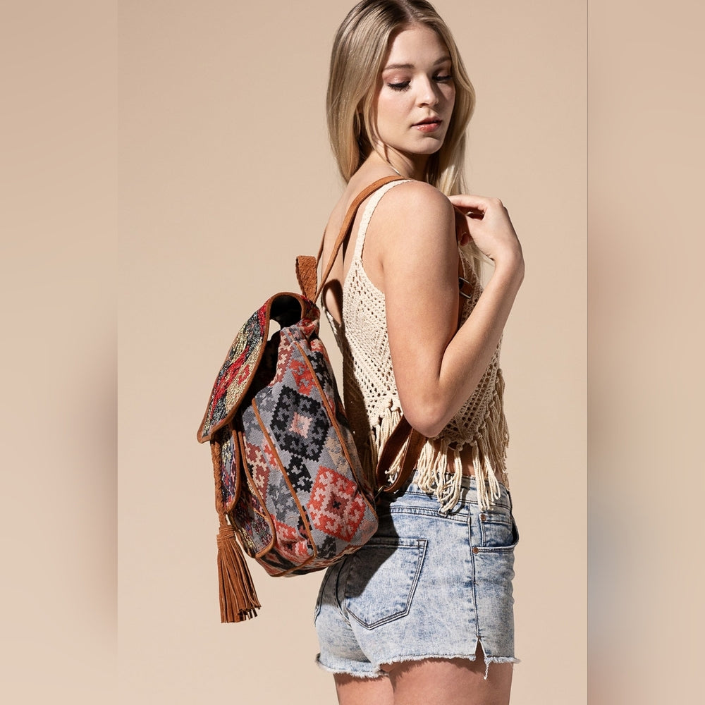 Embroidered Backpack - Unique Artisan Embellished Ethnic Look -Fully Fine Cotton