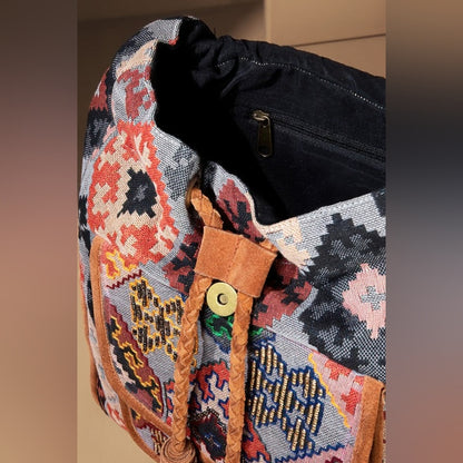 Embroidered Backpack - Unique Artisan Embellished Ethnic Look -Fully Fine Cotton