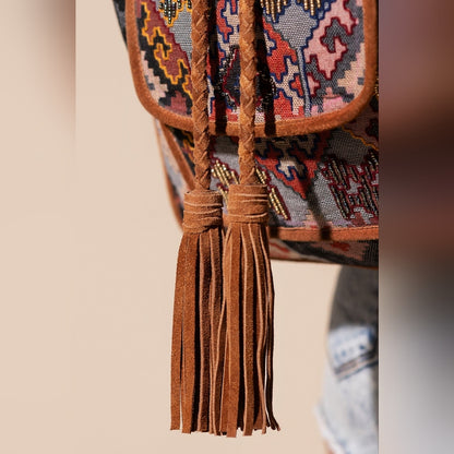 Embroidered Backpack - Unique Artisan Embellished Ethnic Look -Fully Fine Cotton