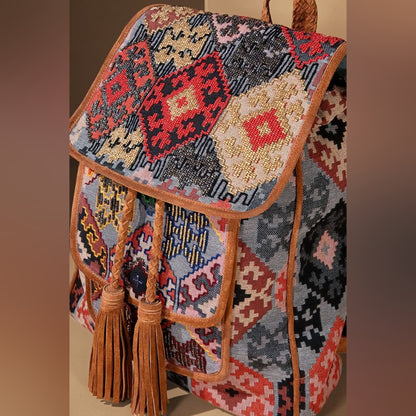 Embroidered Backpack - Unique Artisan Embellished Ethnic Look -Fully Fine Cotton